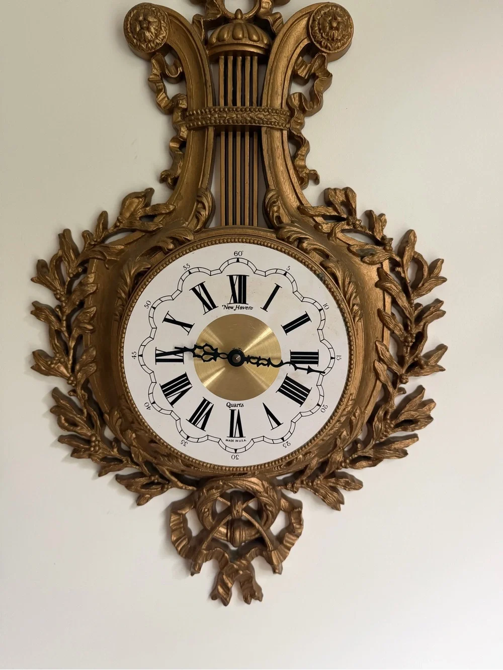 Vtg Hollywood Regency Ornate Clock Gold Burwood Syroco Plastic (not Tested )